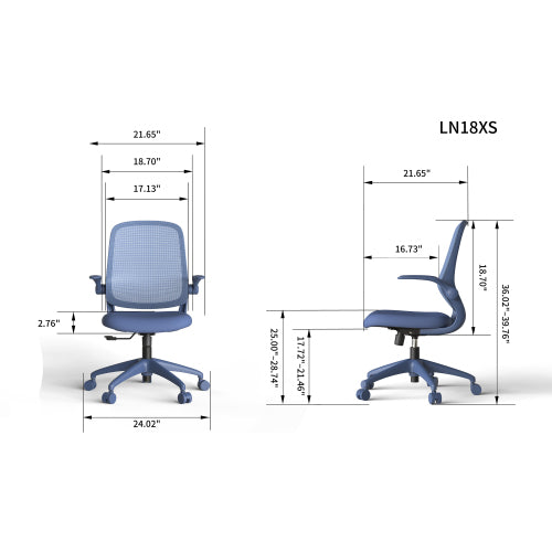 Ergonomic Color Office Chair 300lb (About 149.7kg), Home Office, Mesh Back, Integrated Molded Foam, Comfortable Sitting, Flipping Armrest, Fireproof, Rotating, Lifting Multifunctional Chair (Blue)