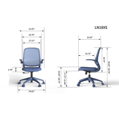 Ergonomic Color Office Chair 300lb (About 149.7kg), Home Office, Mesh Back, Integrated Molded Foam, Comfortable Sitting, Flipping Armrest, Fireproof, Rotating, Lifting Multifunctional Chair (Blue)