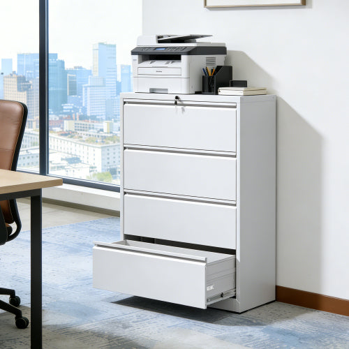 4-Drawer Heavy Duty Metal Lockable Lateral File Cabinet For Office