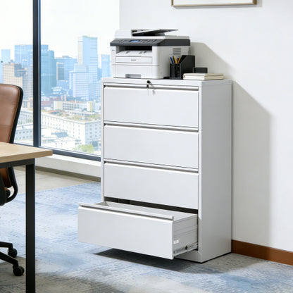 4-Drawer Heavy Duty Metal Lockable Lateral File Cabinet For Office