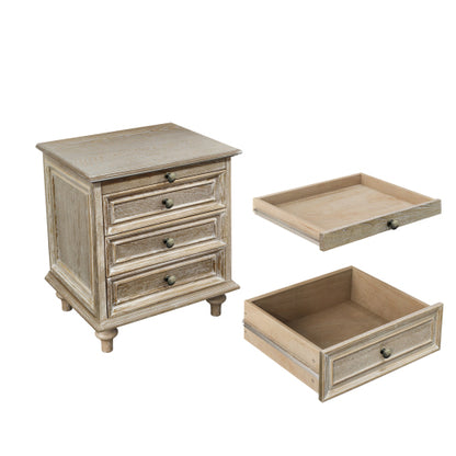 Farmhouse Nightstands with 4 Drawer,Wood Storage End Table with Hidden Pull-Out Shelf, Large Side Table with 4 Solid Wood Feet and Metal Handle,Easy Assembly,Natural