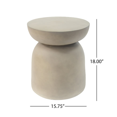 Outdoor Round Top MGO Drum Side/End Table , Living Room Accent Table,Light Grey