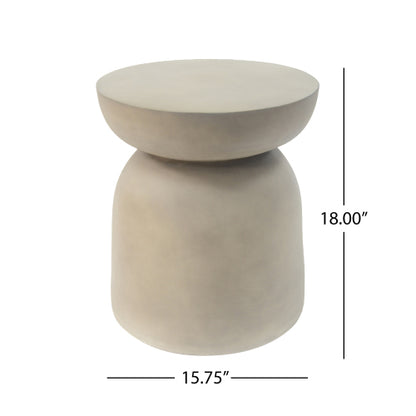 Outdoor Round Top MGO Drum Side/End Table , Living Room Accent Table,Light Grey