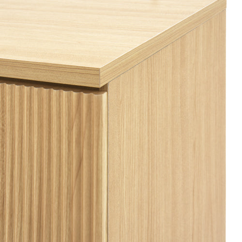 Modern Natural Wood 6 Drawer Dresser, Wave Panel Drawer Fronts, Storage Cabinet, Versatile Chest of Drawers for Bedroom, Living Room - Sleek & Spacious Home Storage Solution