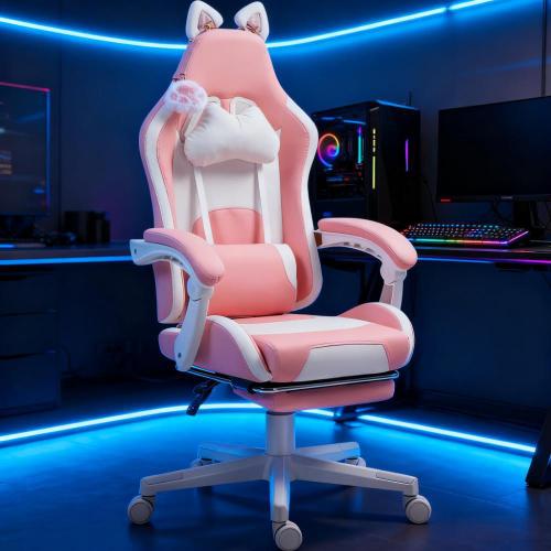 Gaming Chair with Footrest,Racing Gamer Chair, Headrest and Lumbar Support, For Home and Office
