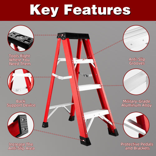 Fiberglass ladder, single-sided stepladder for electrical engineering ladder construction insulation ladder with a load capacity of 330 pounds