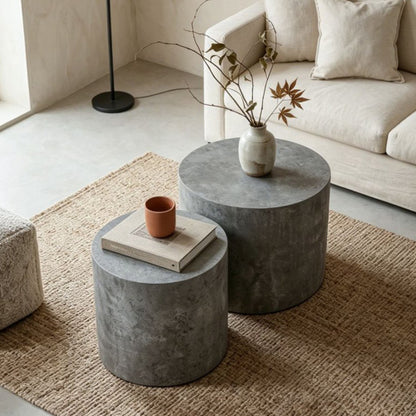 Set of 2 Faux Concrete Nesting Coffee Tables