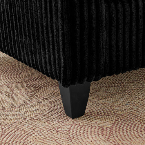 Black Retro Corduroy Ergonomic Lazy Single Sofa Chair with Dual Armrests