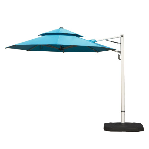 Round Cantilever Umbrella with Center Pole, Lake Blue (Base Not Included)