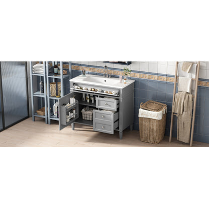 36'' Bathroom Vanity with Top Sink, Modern Bathroom Storage Cabinet with 2 Drawers and a Tip-out Drawer, Single Sink Bathroom Vanity