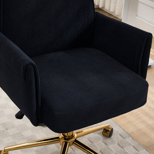Mid-back liftable office chair, striped fabric, and ergonomically designed, is an excellent choice for working, studying or relaxing. The mid-back design provides a better sitting experience.Black
