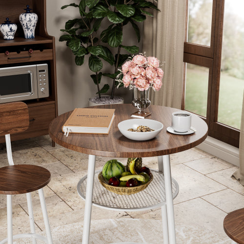 3-Piece Bar Table Set with 2 Bar Stools ¨C Modern Pub Table with Backrests & Storage Shelf