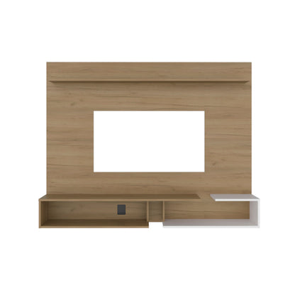 Gray 65 inch Floating TV Panel with Storage Shelves