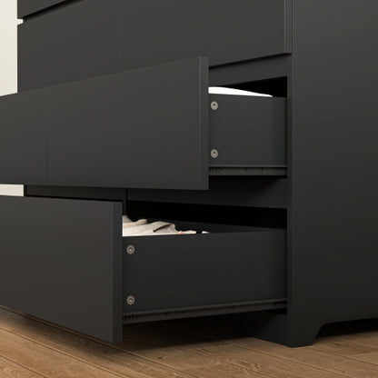 8 Drawers Dresser for Bedroom, Wood Bedroom Dresser Modern Drawer Chest, 8 Chest of Drawer, Tall Dresser for Closet, Dressers Organizer for Living Room, Closet,Black
