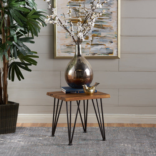 ZION INDUSTRIAL WOOD AND METAL COFFEE TABLE WITH ACCENT TABLE