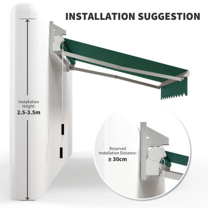 Outsunny 8' x 7' Patio Retractable Awning, Manual Exterior Sun Shade Deck Window Cover, Green