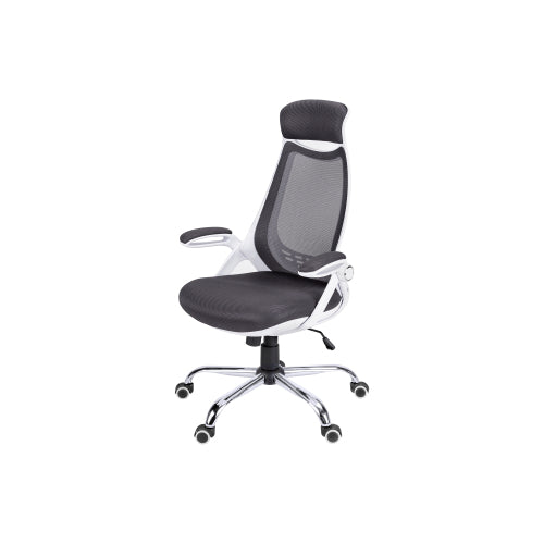 Office Chair, Adjustable Height, Swivel, Ergonomic, Armrests, Computer Desk, Work, Grey Mesh, Chrome Metal, Contemporary, Modern