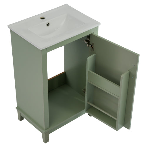 [Viedo] 20 Inch Modern Small Bathroom Vanity Cabinet With Ceramic Basin- 20*14.5*33.3 Inches,Ample Storage,1 Soft Close Door