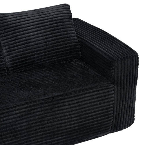 63-Inch Frameless Compressed Corduroy Loveseat for Small Spaces