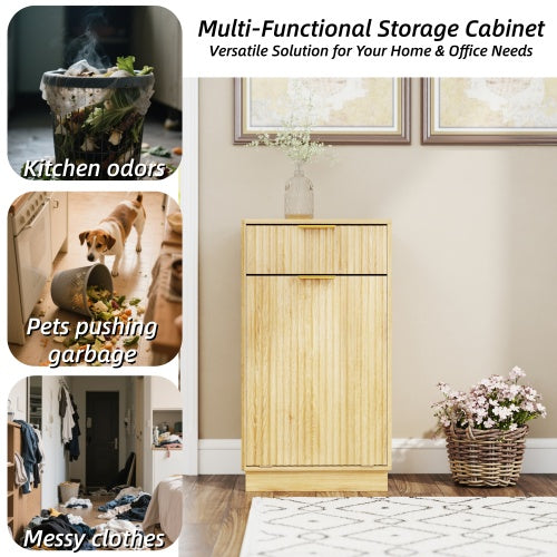 Woodgrain Tilt-Out Trash Can Cabinet with Drawer