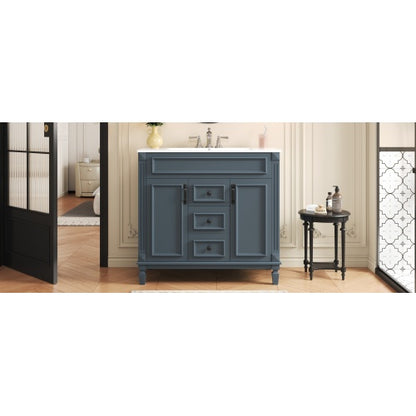 36'' Bathroom Vanity with Top Sink, Modern Bathroom Storage Cabinet with 2 Soft Closing Doors and 2 Drawers, Single Sink Bathroom Vanity