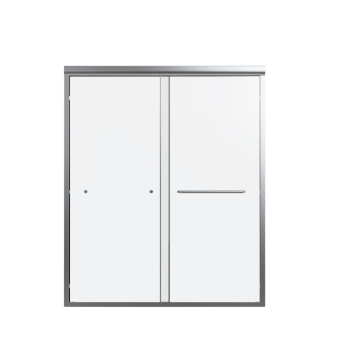 56"-60"W*72" H Semi-Frameless Double Sliding Shower Door, Bypass Shower Door, 1/4" (6mm) Thick SGCC Tempered Glass Door, Chrome