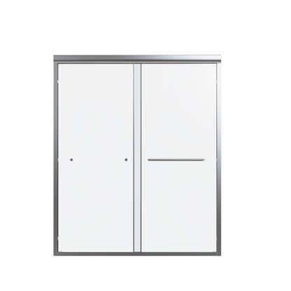 56"-60"W*72" H Semi-Frameless Double Sliding Shower Door, Bypass Shower Door, 1/4" (6mm) Thick SGCC Tempered Glass Door, Chrome
