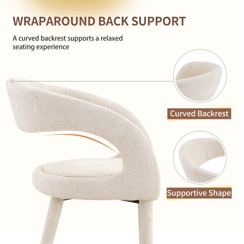Premium Sherpa Upholstered Dining Chair with Hollow Backrest - Dining Room Chair, Bedroom Vanity Chair, Living Room Accent Chair, Cafe Leisure Chair, Conference Chair (Off White, Set of 2)