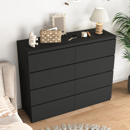 8 Drawers Dresser for Bedroom, Wood Bedroom Dresser Modern Drawer Chest, 8 Chest of Drawer, Tall Dresser for Closet, Dressers Organizer for Living Room, Closet,Black