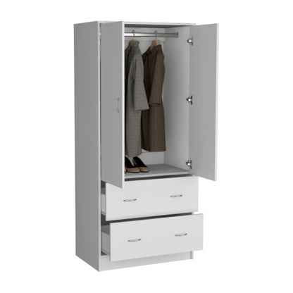 2-Doors 2-Drawers Armoire White