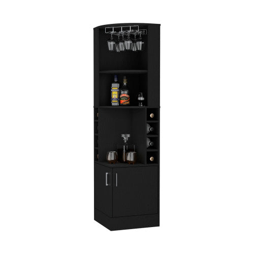 Corner Bar Cabinet, Eight Built-in Wine Rack, Glass Rack, Double Door Cabinet