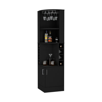 Corner Bar Cabinet, Eight Built-in Wine Rack, Glass Rack, Double Door Cabinet