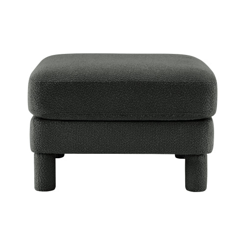 Dark Grey Boucle Fabric Ottoman, Wooden Frame Padded Footrest with Coil Spring & Foam Cushion