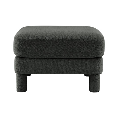 Dark Grey Boucle Fabric Ottoman, Wooden Frame Padded Footrest with Coil Spring & Foam Cushion