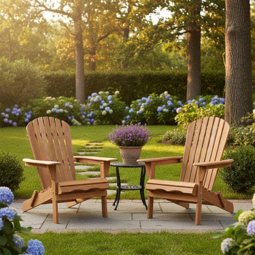 Outdoor Wooden Folding Chair Set of 2 with Pre-Assembled BackRest, Wood Patio Chair for Garden Backyard Porch Pool Deck Firepit