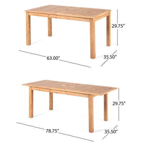 Outdoor Expandable Acacia Wood Dining Table,Natural