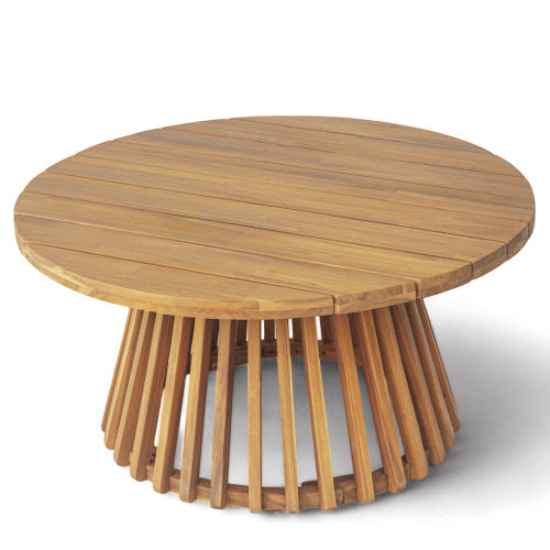Outdoor Acacia Wood Patio Coffee Table, Round Coffee Table for Backyard, Lawn, Balcony,Teak Finish
