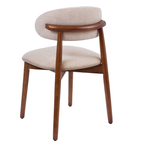 Set of 2 Light Camel Flannelette Dining Chairs, Walnut Solid Oak Wood Legs 300lbs Capacity Armless Side Chairs