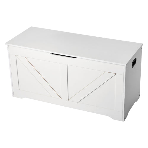 Kids Storage Bench, Wooden Toy Box Chest, Large Storage Cabinet with Safety Hinge, Toddlers Storage Bench for Playroom, Living Room or Entryway, Easy Assembly, 38.98 x 15.55 x 18.9 in, White