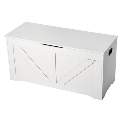 Kids Storage Bench, Wooden Toy Box Chest, Large Storage Cabinet with Safety Hinge, Toddlers Storage Bench for Playroom, Living Room or Entryway, Easy Assembly, 38.98 x 15.55 x 18.9 in, White