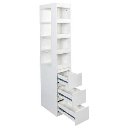 70.87''H Modern Tall Wooden Storage Cabinet 4-Tier Shelves & Side Drawers Home Bookcase