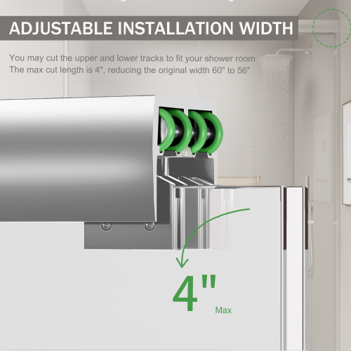 56-60 in. W x 72 in. H Double Sliding Shower Door, Semi-frameless Bypass Bathroom Sliding Door with 1/4" (6mm) Tempered Glass for Walk-in Shower, Brushed Nickel 24D03-60BNX