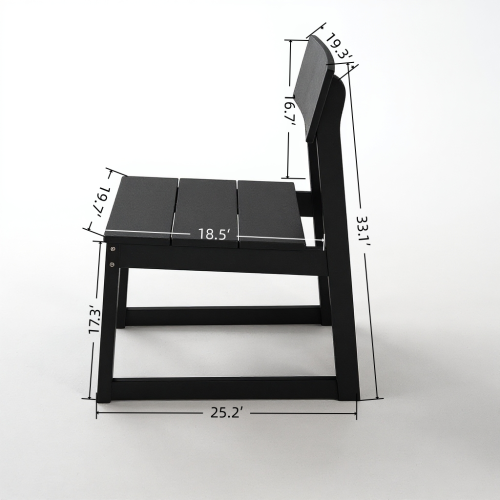 2-Pack Black HDPE outdoor & garden backres Modernist Designt chairs