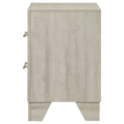 Rustic Cream 2-Drawer Nightstand, MDF Wood Side Table with English Dovetail Drawers