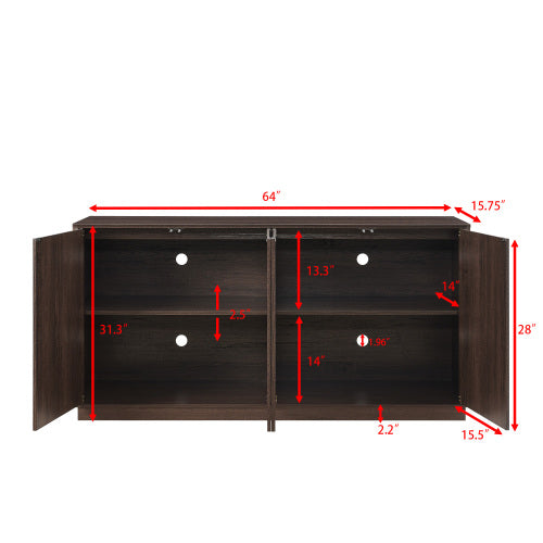 Modern 64 inch TV Stand with Storage Cabinets and Adjustable Shelves