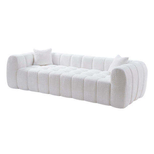 102.7 Inch Marshmallow Cloud Compressed 4-Seater Boucle Sofa with 2 Cushions for Living Room Apartment