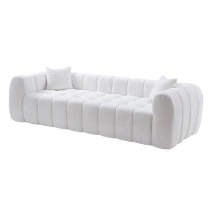 102.7 Inch Marshmallow Cloud Compressed 4-Seater Boucle Sofa with 2 Cushions for Living Room Apartment