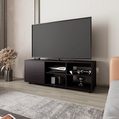 Wengue 51 inch TV Stand with Door and Open Shelf Storage