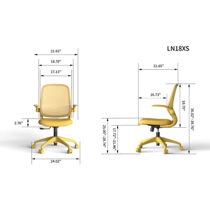Ergonomic Color Office Chair 300lb (About 149.7kg), Home Office, Mesh Back, Integrated Molded Foam, Comfortable Sitting, Flipping Armrest, Fireproof, Rotating, Lifting Multifunctional Chair (Yellow)