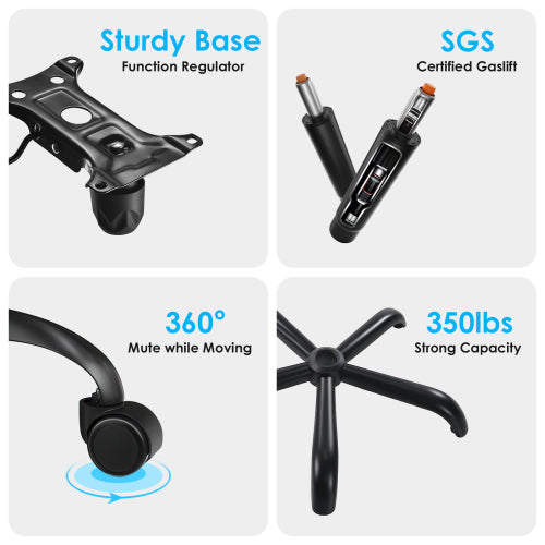 Ergonomic Office Chair, Desk Chair with Headrest and Lumbar Support, High Back Swivel Home Office Chair with Headrest for Home Office Bedroom